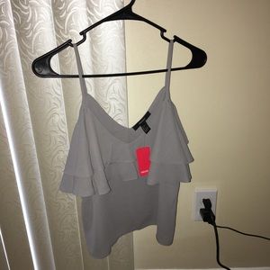 NWT FOREVER 21 Gray Ruffled Blouse
